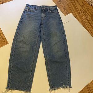 American Eagle Women's Jeans Barrel Size 0R Wide Leg Mid Rise